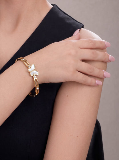 Golden Pearl Butterfly Bracelet Kada