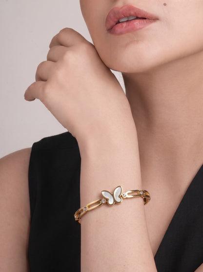 Golden Pearl Butterfly Bracelet Kada