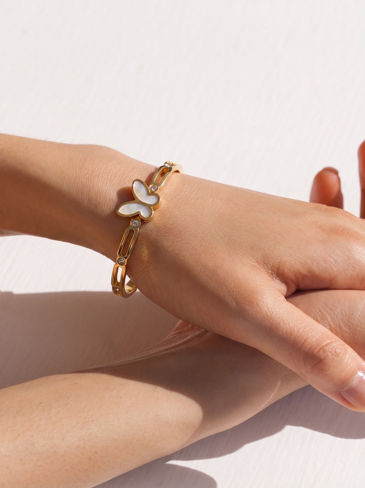 Golden Pearl Butterfly Bracelet Kada