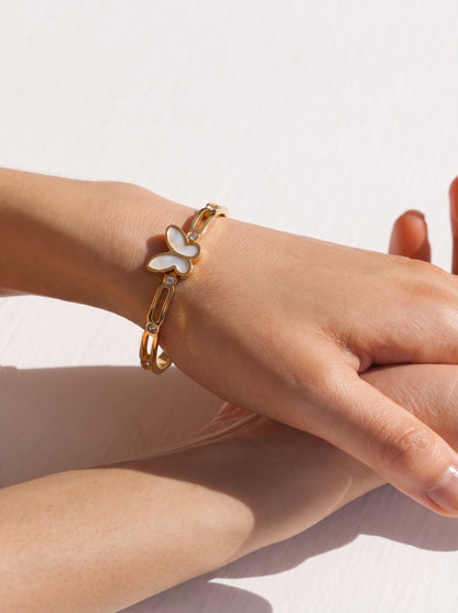 Golden Pearl Butterfly Bracelet Kada