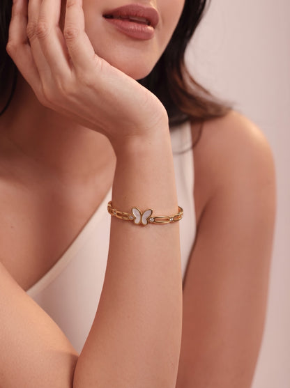 Golden Pearl Butterfly Bracelet Kada