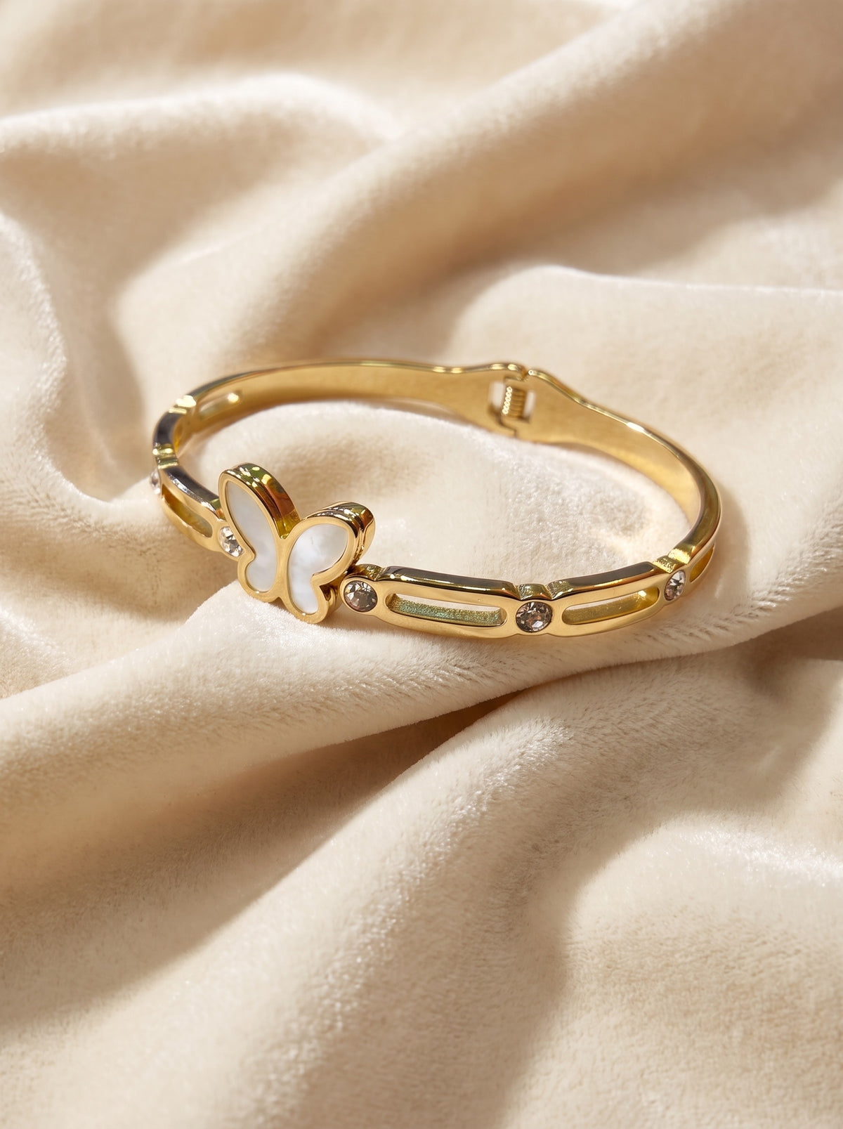 Golden Pearl Butterfly Bracelet Kada