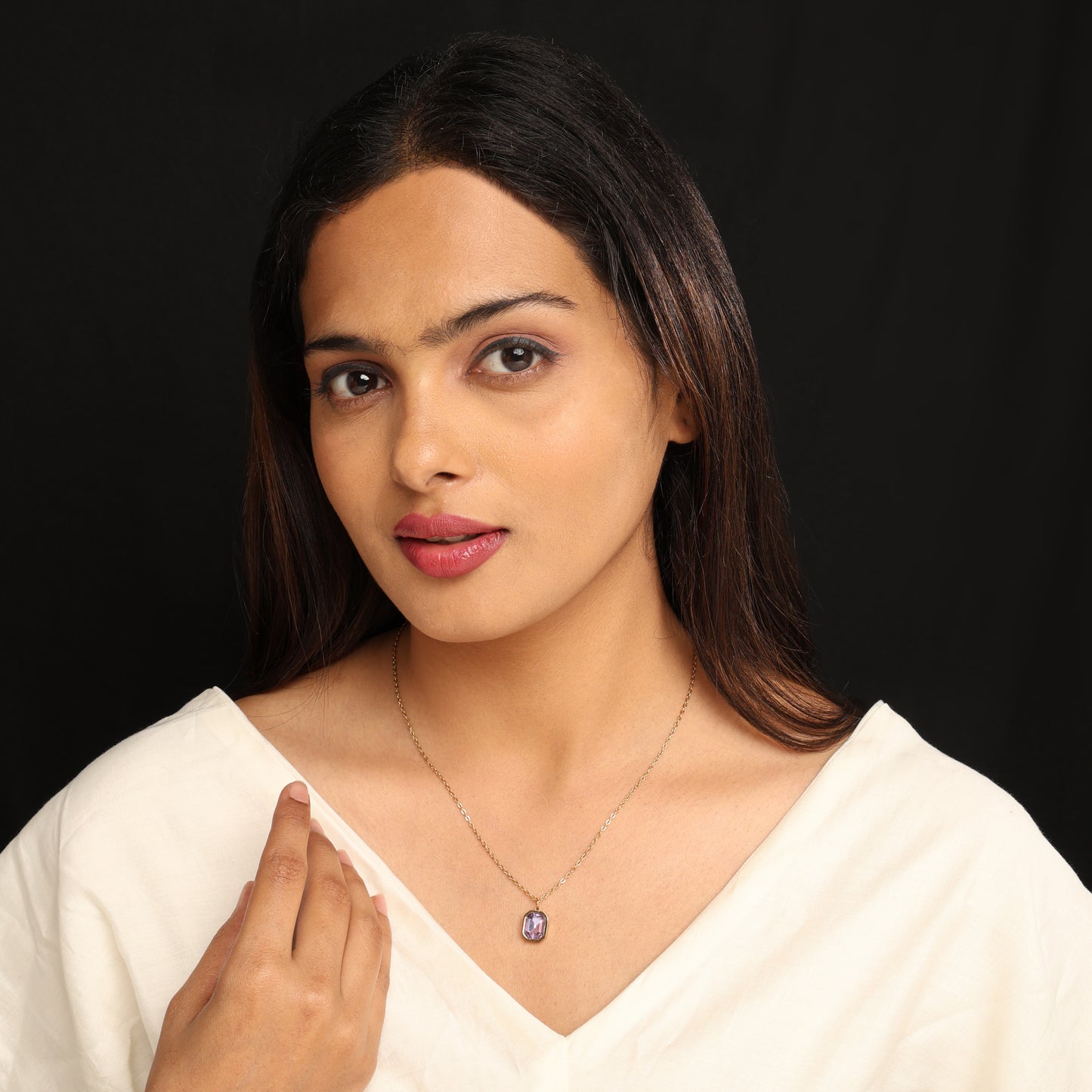 Lavender Crystal Pendant Necklace