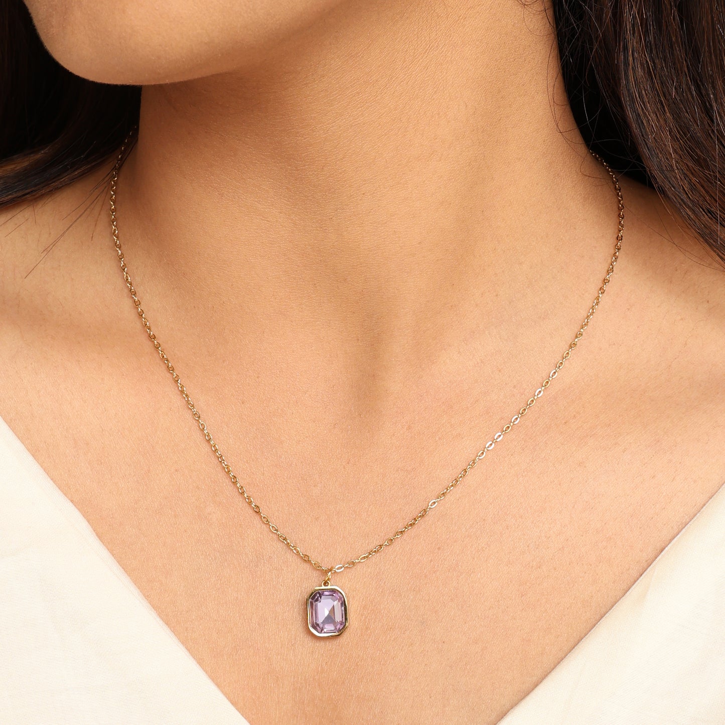 Lavender Crystal Pendant Necklace