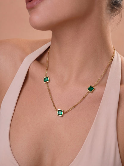 Emerald Square Charm Necklace
