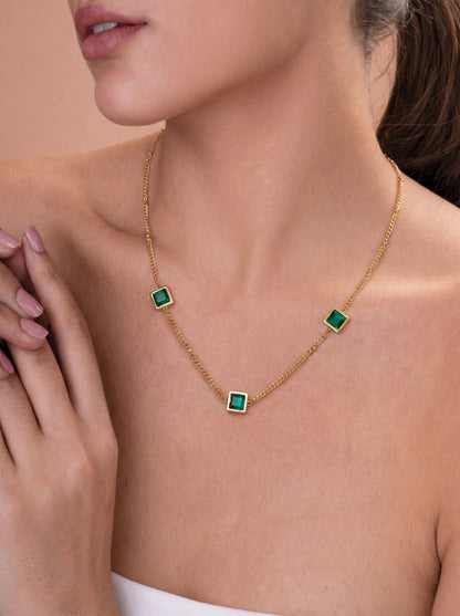 Emerald Square Charm Necklace