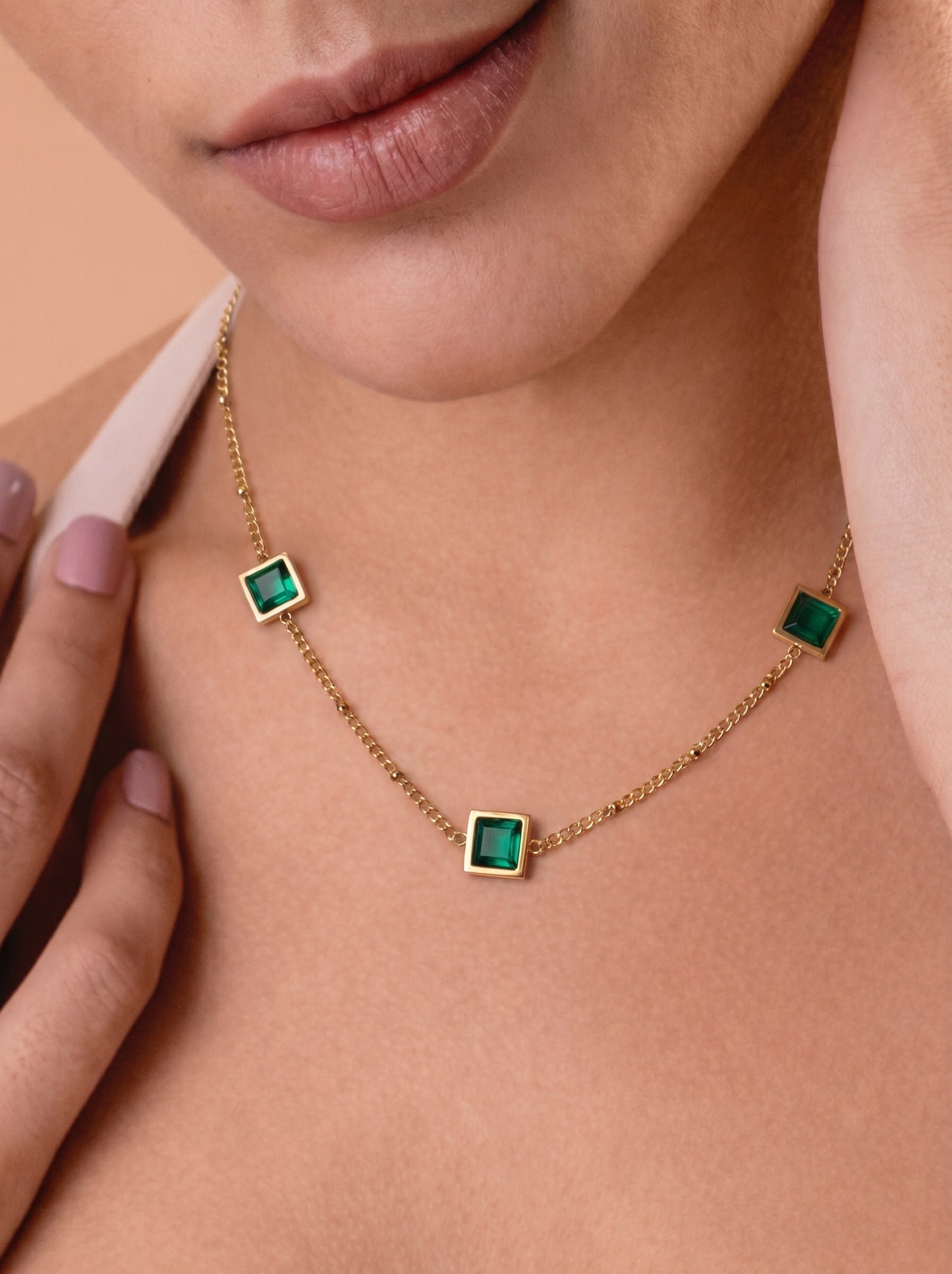 Emerald Square Charm Necklace