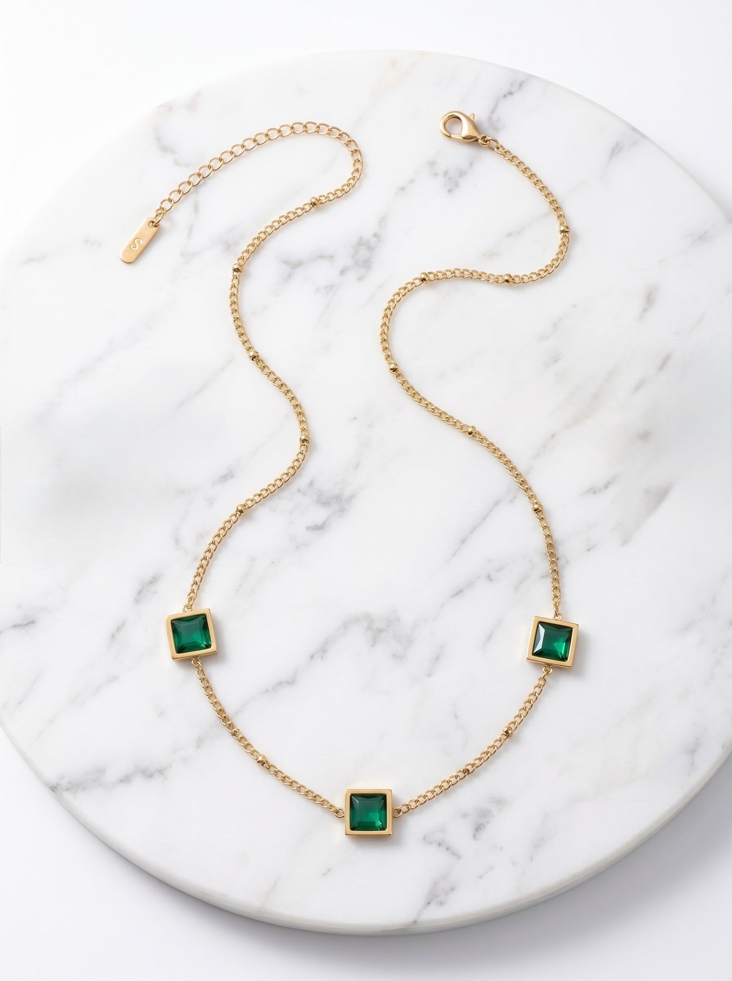 Emerald Square Charm Necklace