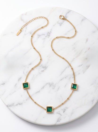 Emerald Square Charm Necklace