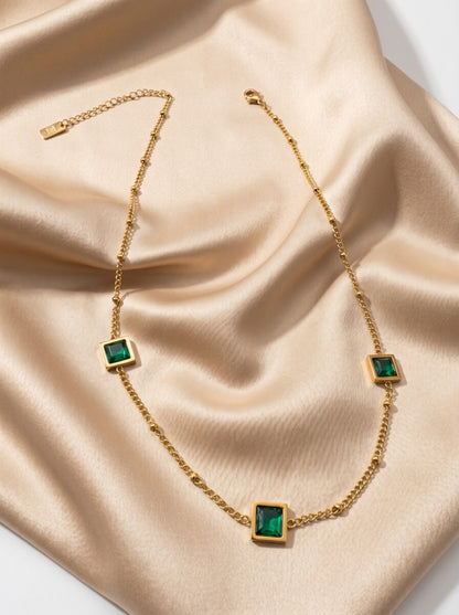 Emerald Square Charm Necklace