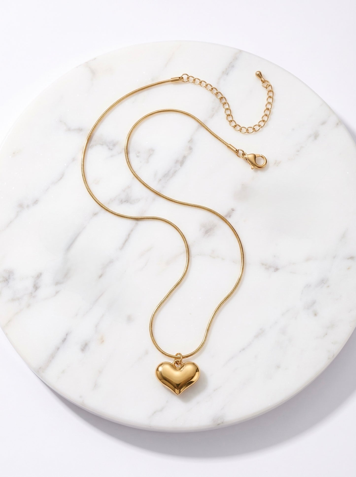 Golden Puffy Heart Necklace