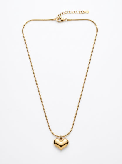 Golden Puffy Heart Necklace