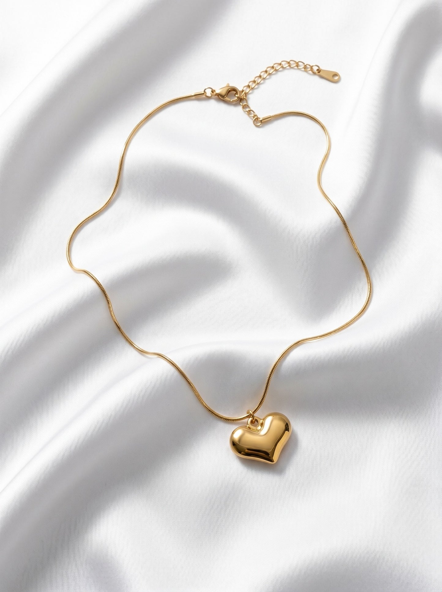 Golden Puffy Heart Necklace