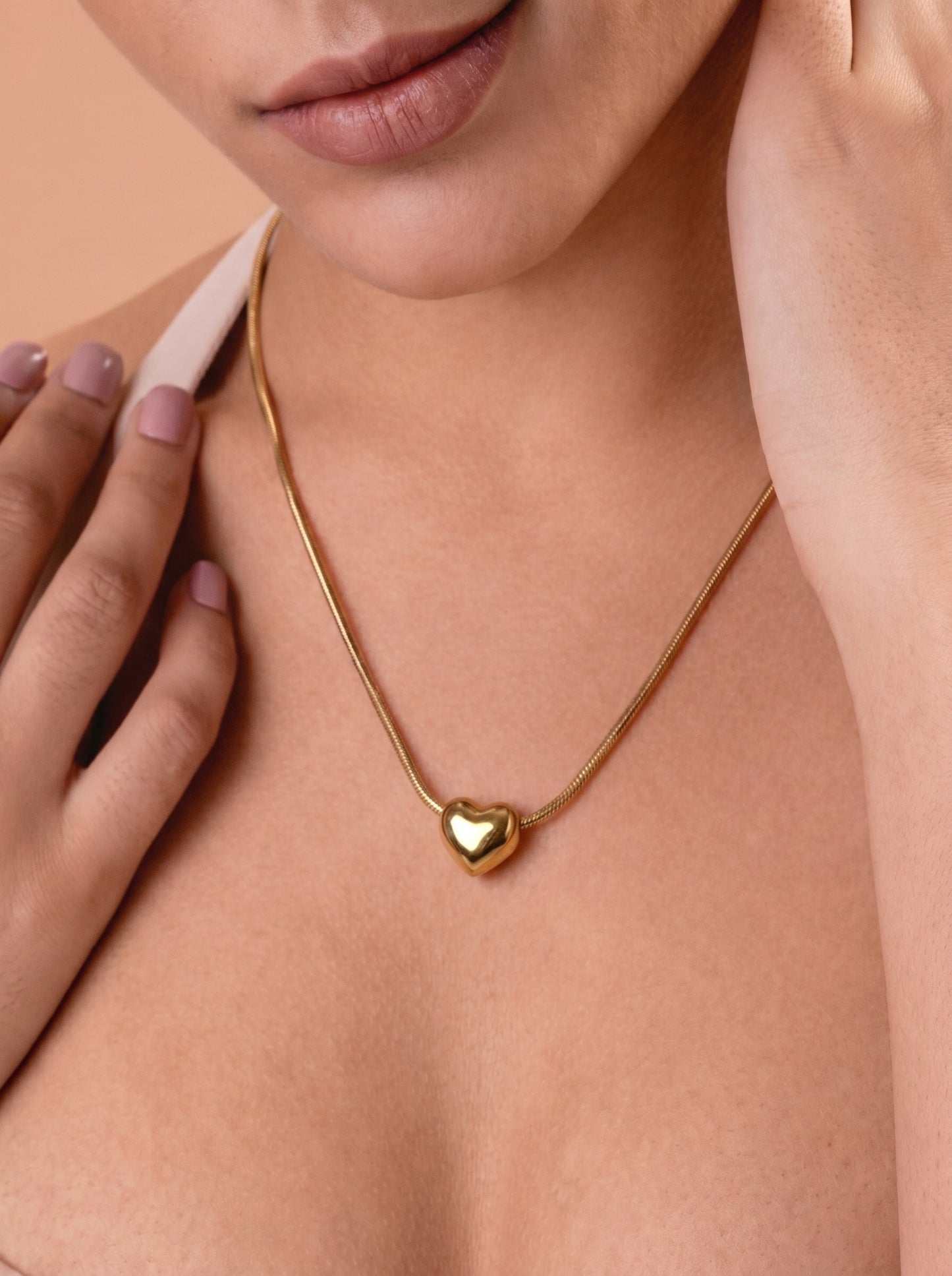 Jade Heart Necklace Gold Plated, Waterproof and Anti-Tarnish