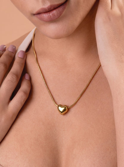 Jade Heart Necklace Gold Plated, Waterproof and Anti-Tarnish