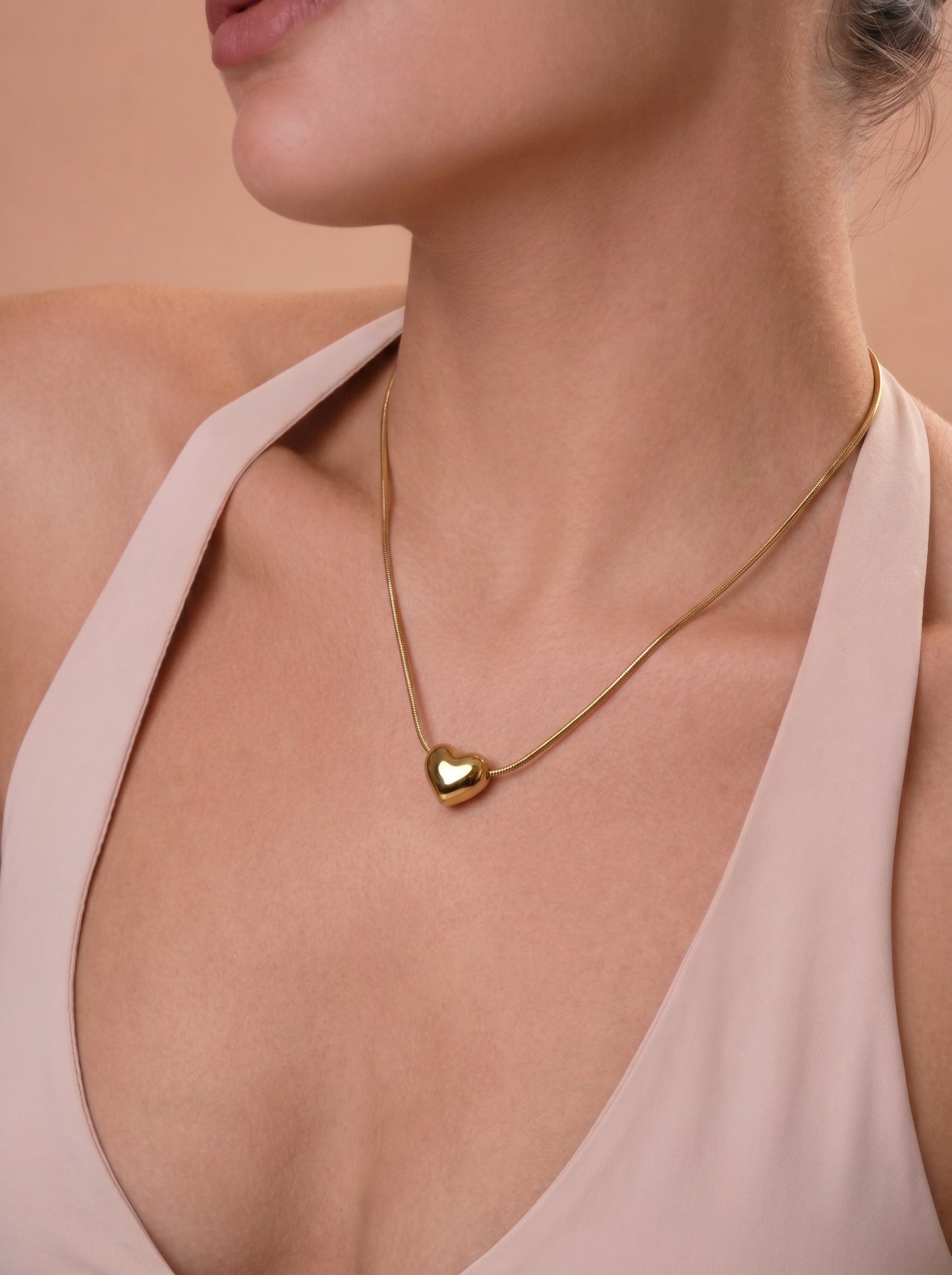 Jade Heart Necklace Gold Plated, Waterproof and Anti-Tarnish