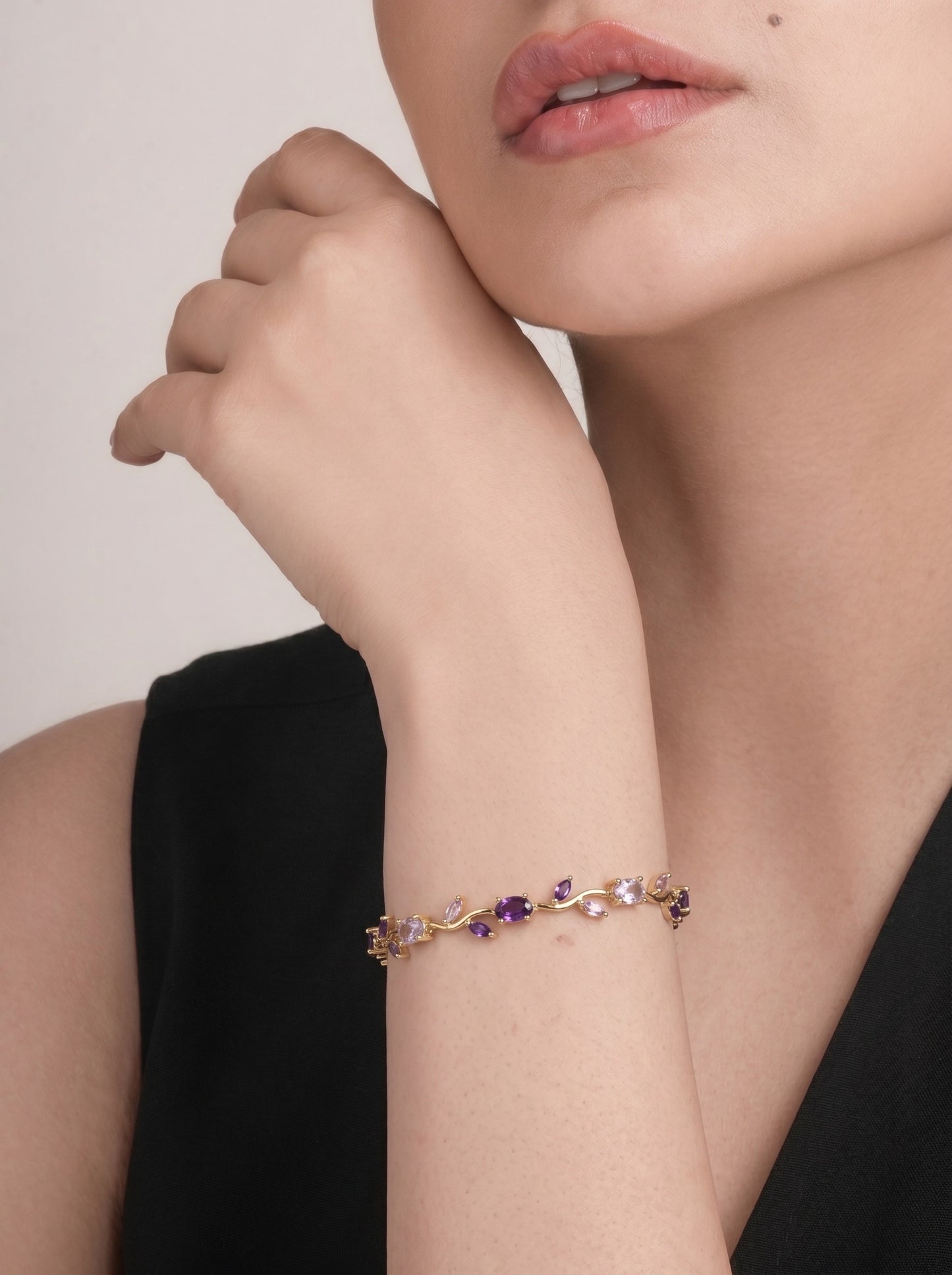 Amethyst Tulip Petal Bracelet