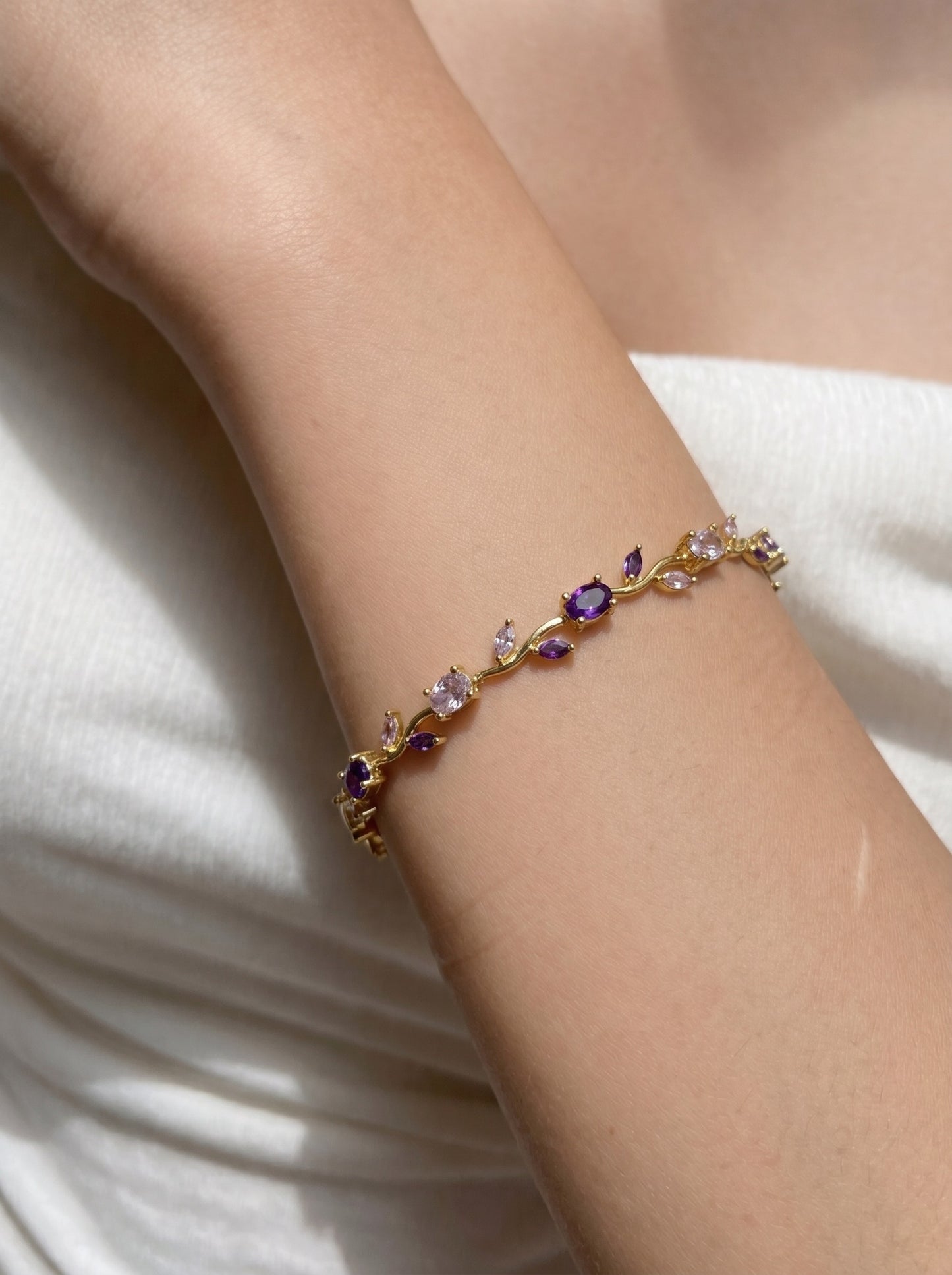 Amethyst Tulip Petal Bracelet
