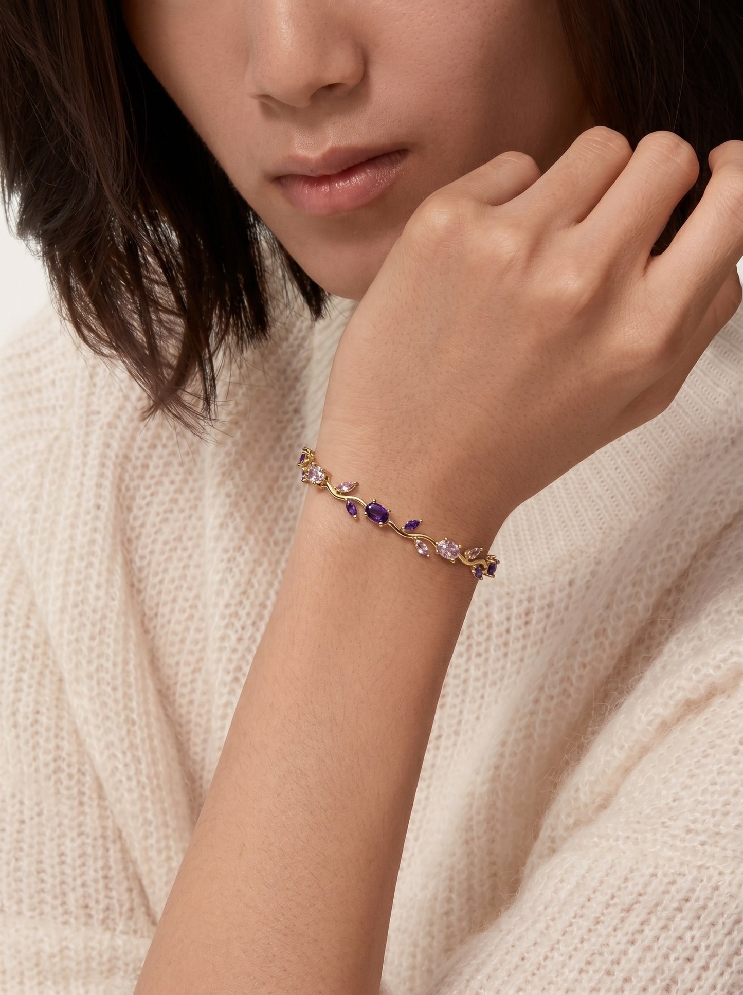 Amethyst Tulip Petal Bracelet