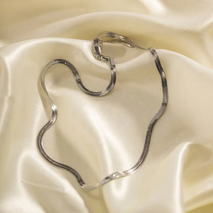 Silver Flat Snake Chain Necklace