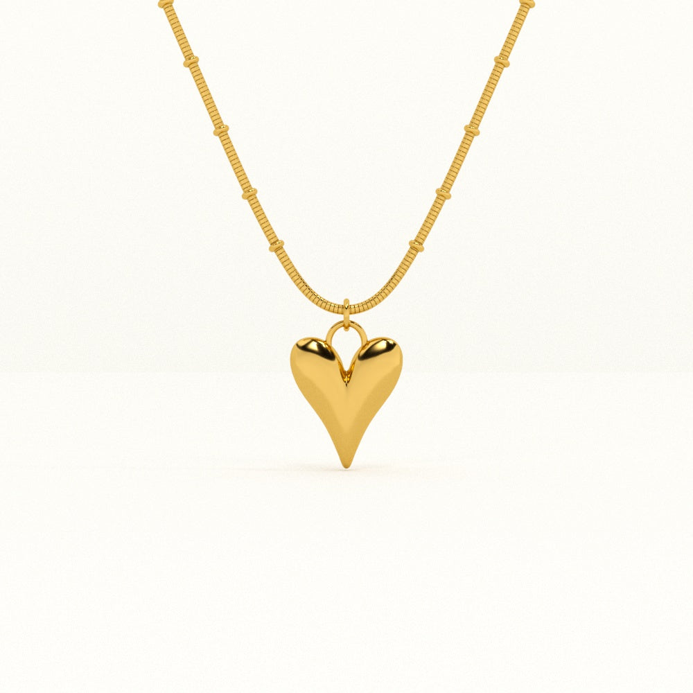 Heart Vintage Chain Necklace Gold Plated, Waterproof and Anti-Tarnish