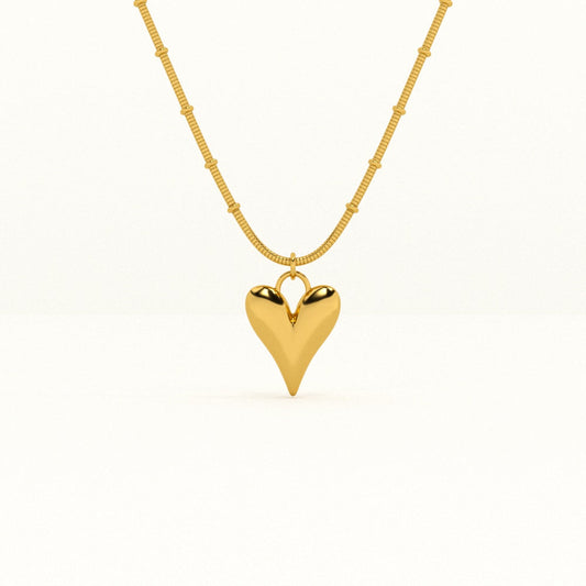 Heart Vintage Chain Necklace Gold Plated, Waterproof and Anti-Tarnish