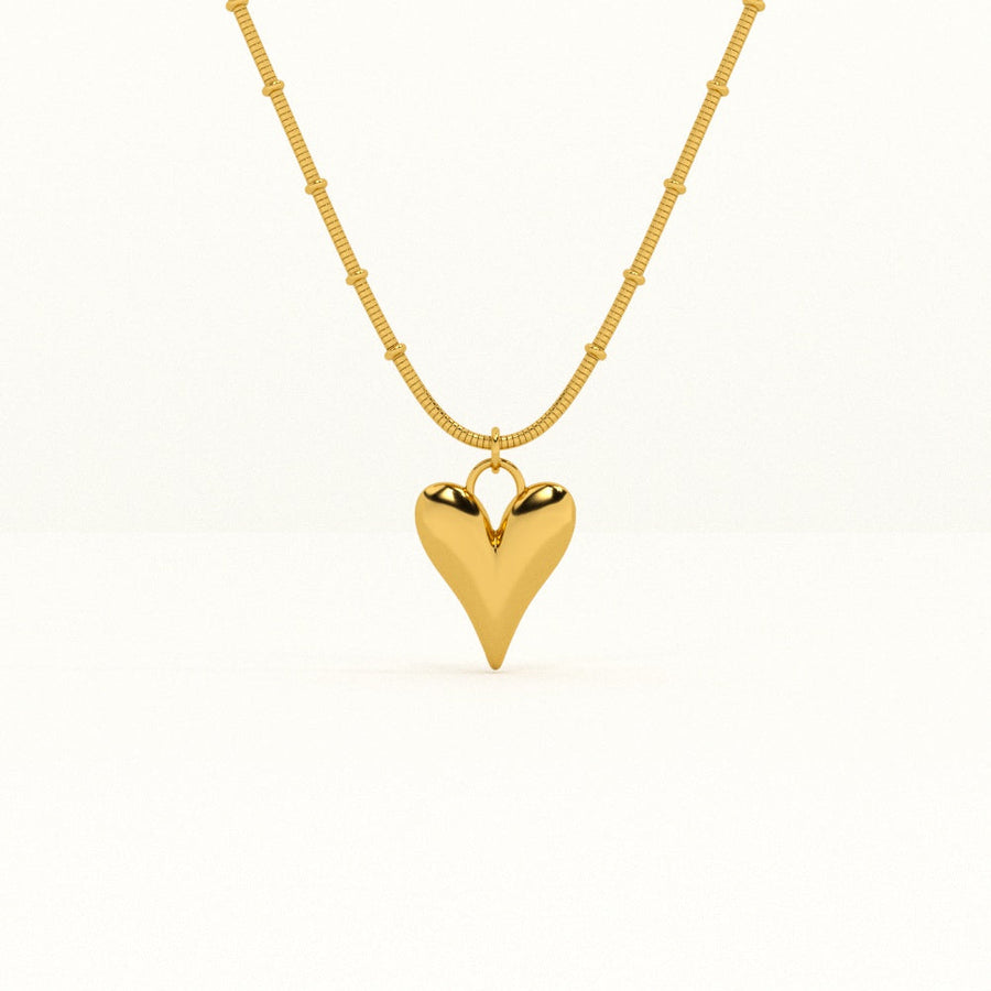 Heart Vintage Chain Necklace Gold Plated, Waterproof and Anti-Tarnish