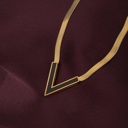 Black V Bar Pendant Necklace