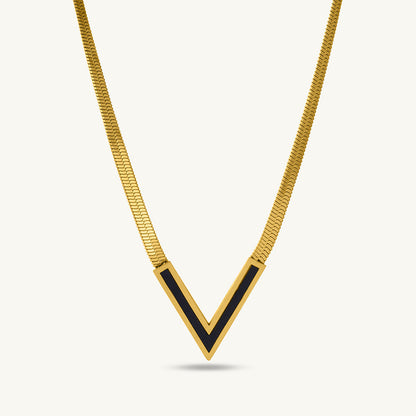 Black V Bar Pendant Necklace