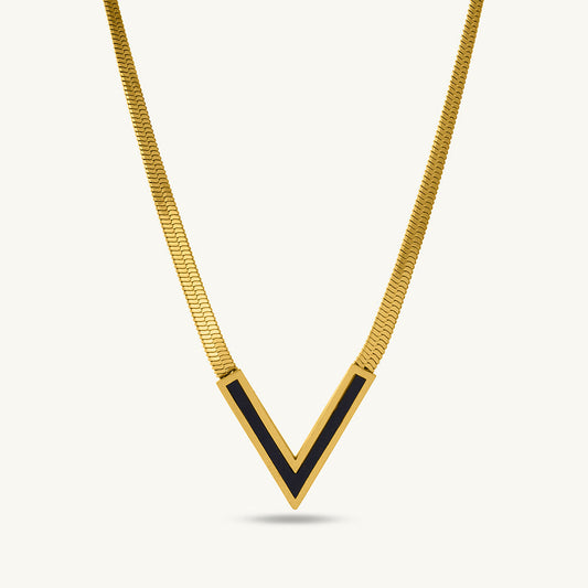 Black V Bar Pendant Necklace