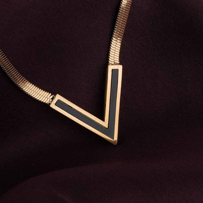 Black V Bar Pendant Necklace