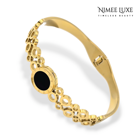 Cuff Bangle Bracelet Kada Gold NLK148G Gold Plated, Waterproof and Anti-Tarnish