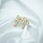 Golden Pookie Bow  Earrings with Pearl