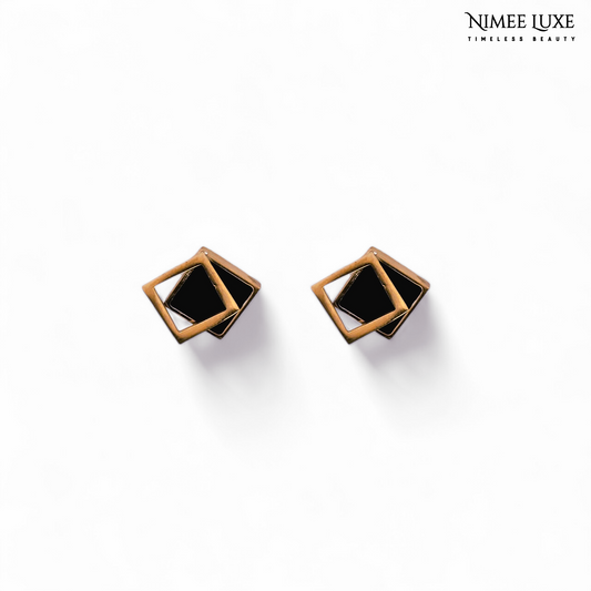 Classic Black Studs NLE109RG Gold Plated, Waterproof and Anti-Tarnish