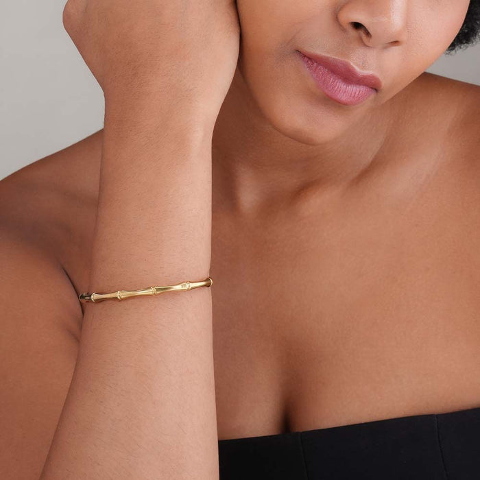 Bamboo Bracelet Kada 18k Gold Plated, Waterproof and Anti-Tarnish