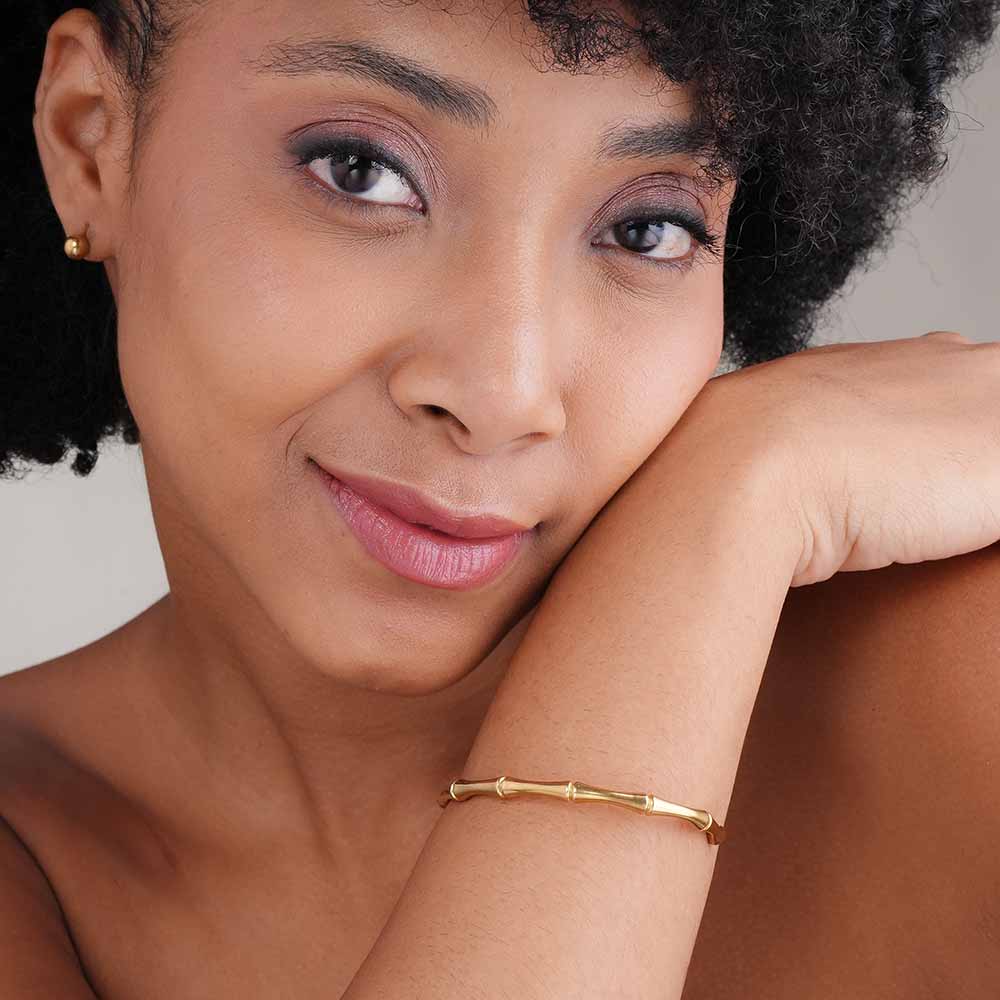 Bamboo Bracelet Kada 18k Gold Plated, Waterproof and Anti-Tarnish