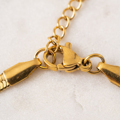 Flat Snake Chain Necklace Gold Tone