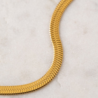 Flat Snake Chain Necklace & Bracelet Combo