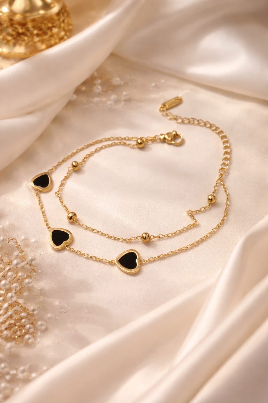 Black Heart Charm Chain Bracelet