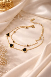 Black Heart Charm Chain Bracelet