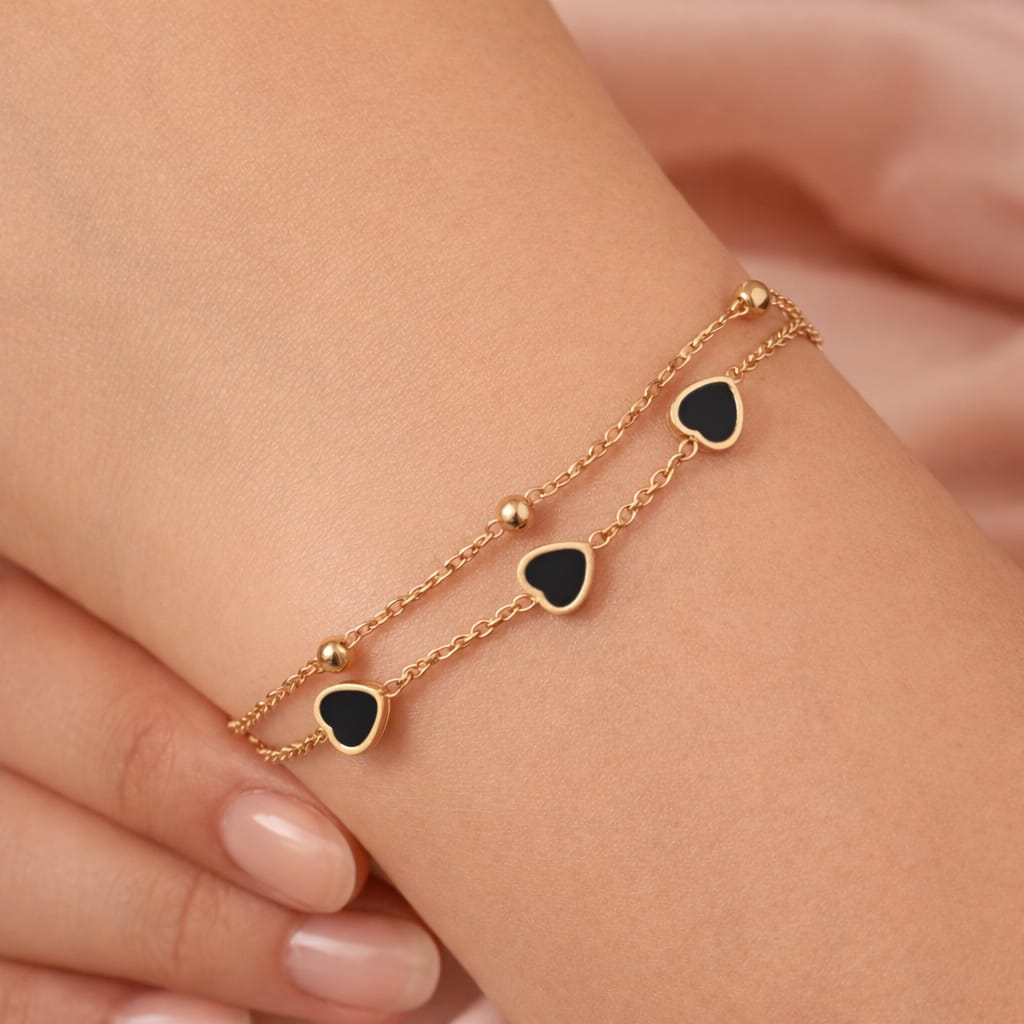 Black Heart Charm Chain Bracelet