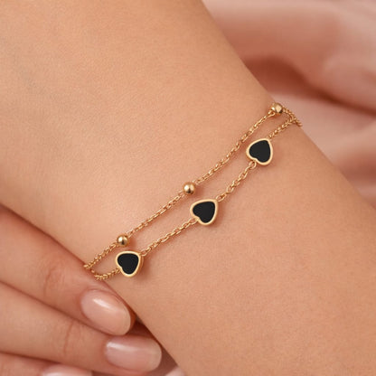 Black Heart Charm Chain Bracelet
