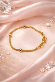 Minimal Gold Bead Chain Bracelet ( 17 cm )