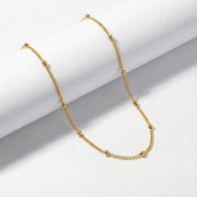 Minimal Gold Bead Chain Necklace – 18K Gold Plated