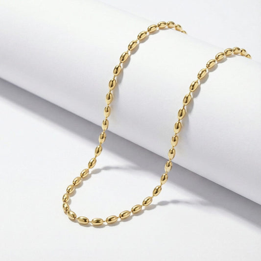 Oval Bead Chain Necklace – 18K Gold Plated