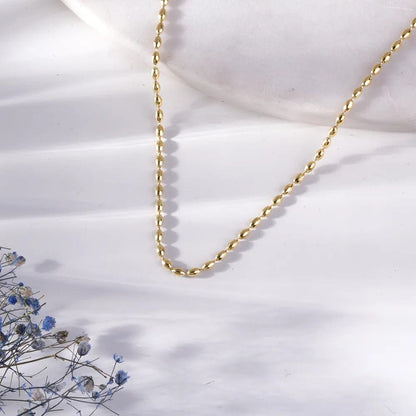 Oval Bead Chain Necklace – 18K Gold Plated