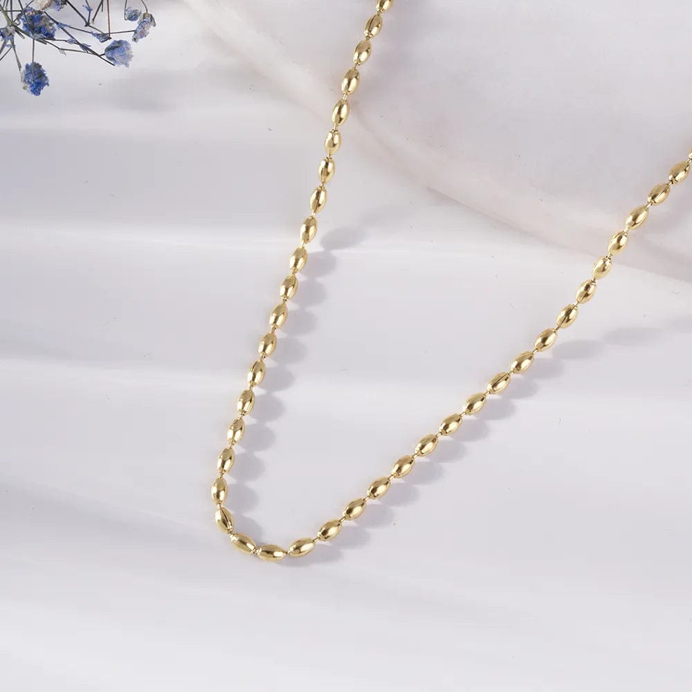 Oval Bead Chain Necklace – 18K Gold Plated