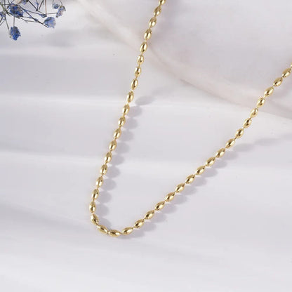 Oval Bead Chain Necklace – 18K Gold Plated