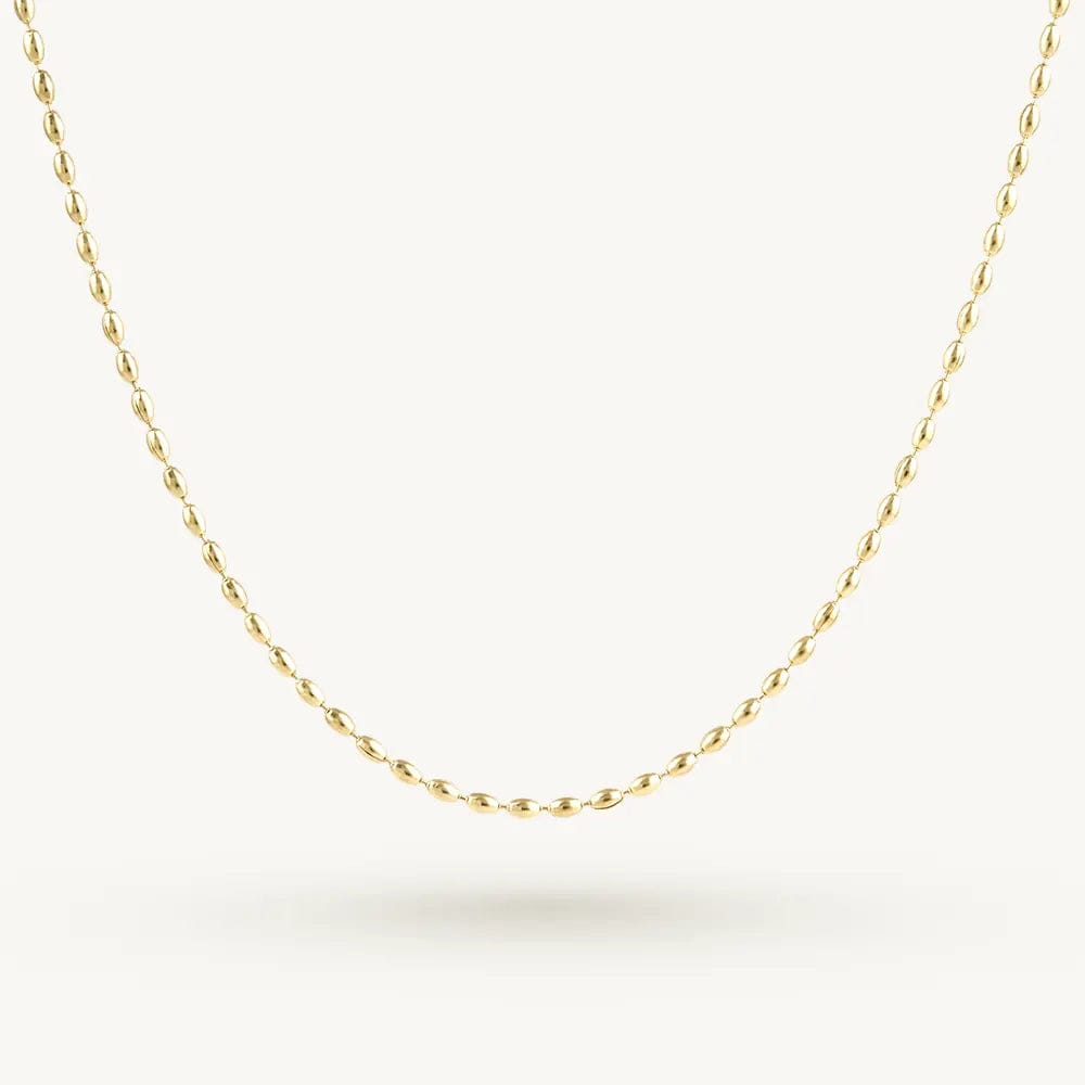 Oval Bead Chain Necklace – 18K Gold Plated