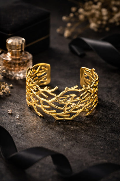 Abstract Cut-Out Cuff Bracelet – 18K Gold Plated